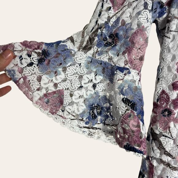 Rabbit Rabbit Rabbit Design 3/4 Bell Sleeve Floral Lace Fit Flare Dress 14 - Picture 5 of 9